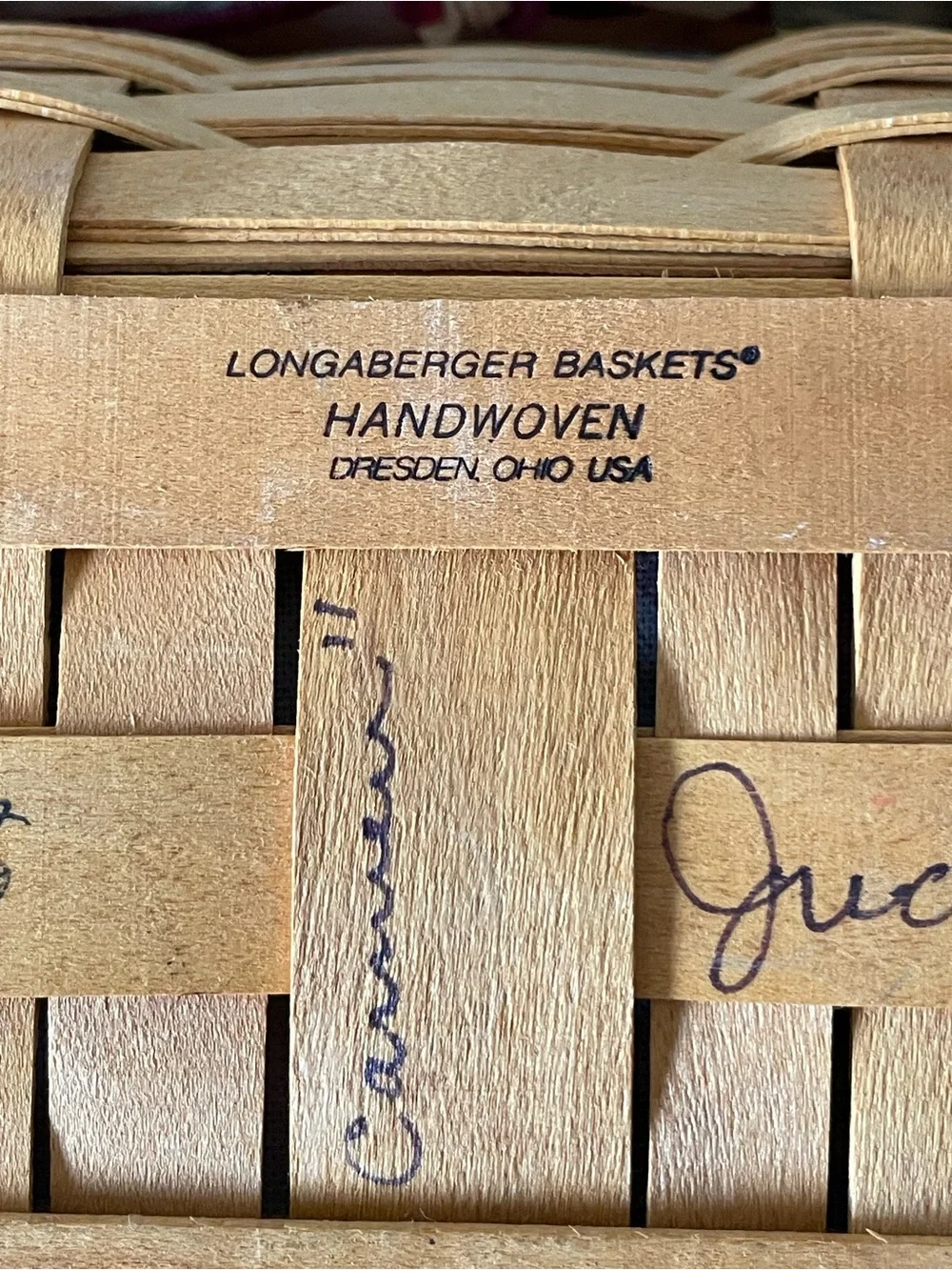 Longaberger Basket Woven Memories Yr 2000 Material Cover Plastic Liner Vintage